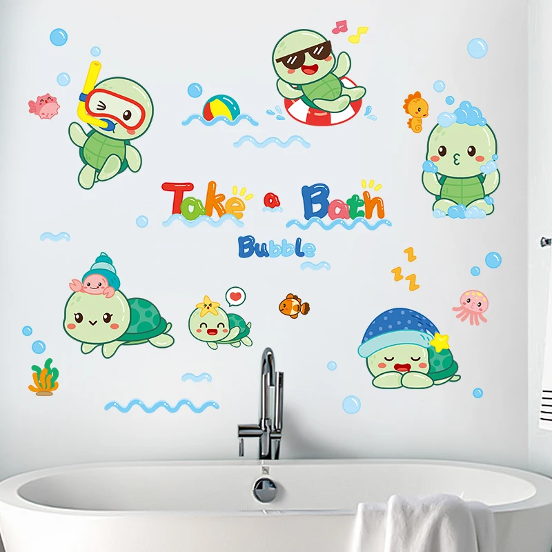 Waterproof Cartoon Turtle Wall Stickers for Kids Room Bedroom Wall Decoration Bathroom Washing Table Self-adhesive Wallpaper
Waterproof Cartoon Turtle Wall Stickers for Kids Room Bedroom Wall Decoration Bathroom Washing Table Self-adhesive Wallpaper
