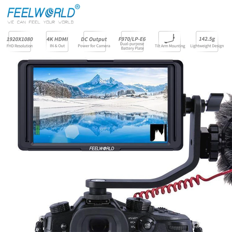 5-дюймовый полевой монитор FEELWORLD F5 4K HDMI IPS Full HD 1920x1080 для камеры Canon Nikon Sony DSLR Gimbal -