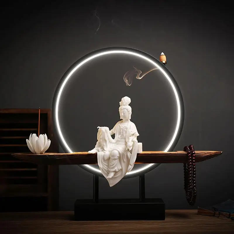 Курильница Guanyin со светодиодсветильник кой, водопад, держатель для ароматических палочек с 20 шт. конусами, керамическое настольное украшени...
Курильница Guanyin со светодиодсветильник кой, водопад, держатель для ароматических палочек с 20 шт. конусами, керамическое настольное украшени...