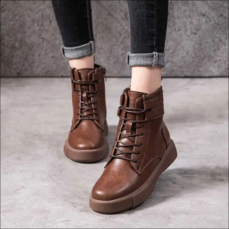 Genuine Leather Motorcycle Boots Women Short Bootee Woman High Heel Shoes Winter Female Lace-up Boots Shoes Soft and Comfortable
Genuine Leather Motorcycle Boots Women Short Bootee Woman High Heel Shoes Winter Female Lace-up Boots Shoes Soft and Comfortable