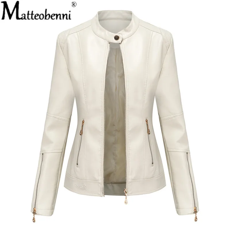 Autumn Women fashion Faux Leather Jacket Biker Red White Coat Turndown Collar PU Motorcycle Jackets Slim Streetwear Plus Size
Autumn Women fashion Faux Leather Jacket Biker Red White Coat Turndown Collar PU Motorcycle Jackets Slim Streetwear Plus Size