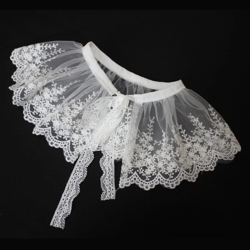 Pleated Mesh Tulle Fake Collar Shawl Necklace Sweet Embroidery Floral Lace Wavy Trim Half Shirt Dickey Lace-Up Poncho
Pleated Mesh Tulle Fake Collar Shawl Necklace Sweet Embroidery Floral Lace Wavy Trim Half Shirt Dickey Lace-Up Poncho