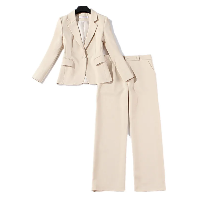 Women's pants suits Women's business casual professional wear Khaki Slim women's suit two-piece suit jacket + wide leg pants
Women's pants suits Women's business casual professional wear Khaki Slim women's suit two-piece suit jacket + wide leg pants
