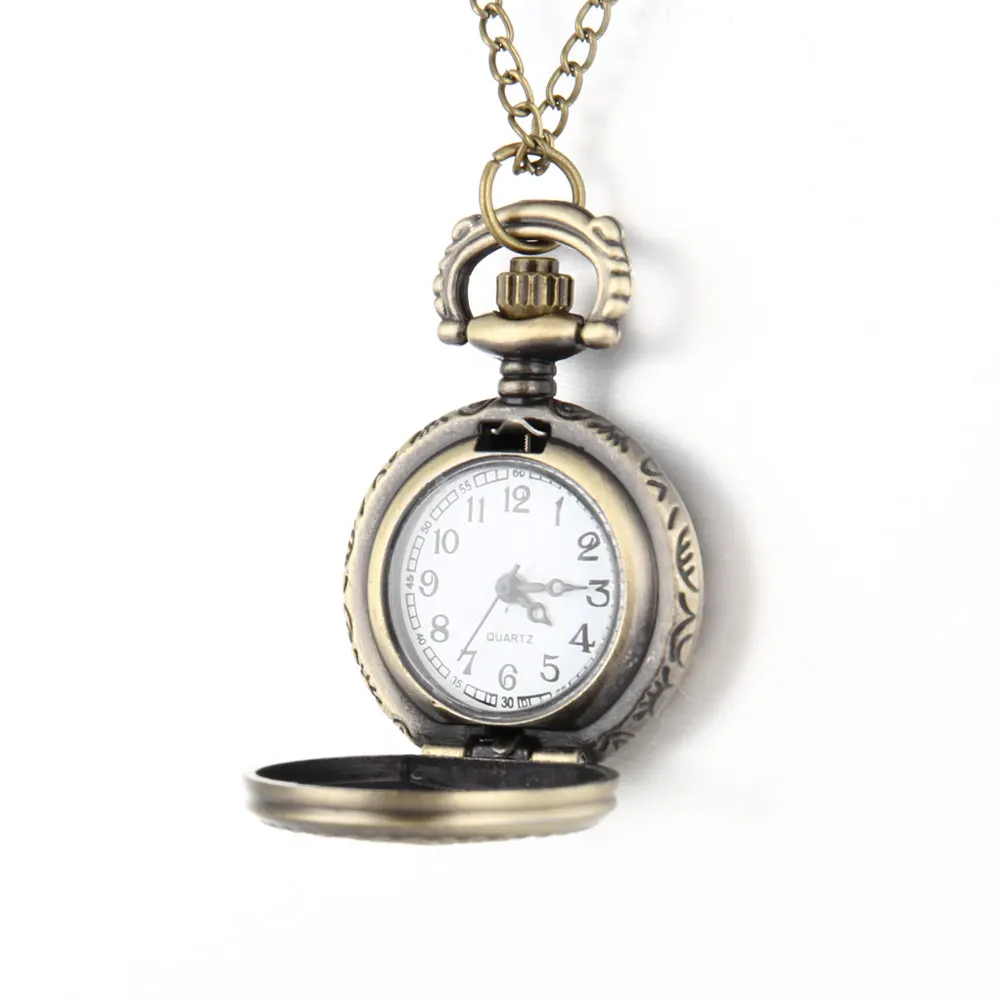 Мужские карманные часы в стиле ретро бронзового тона круглой формы с узором