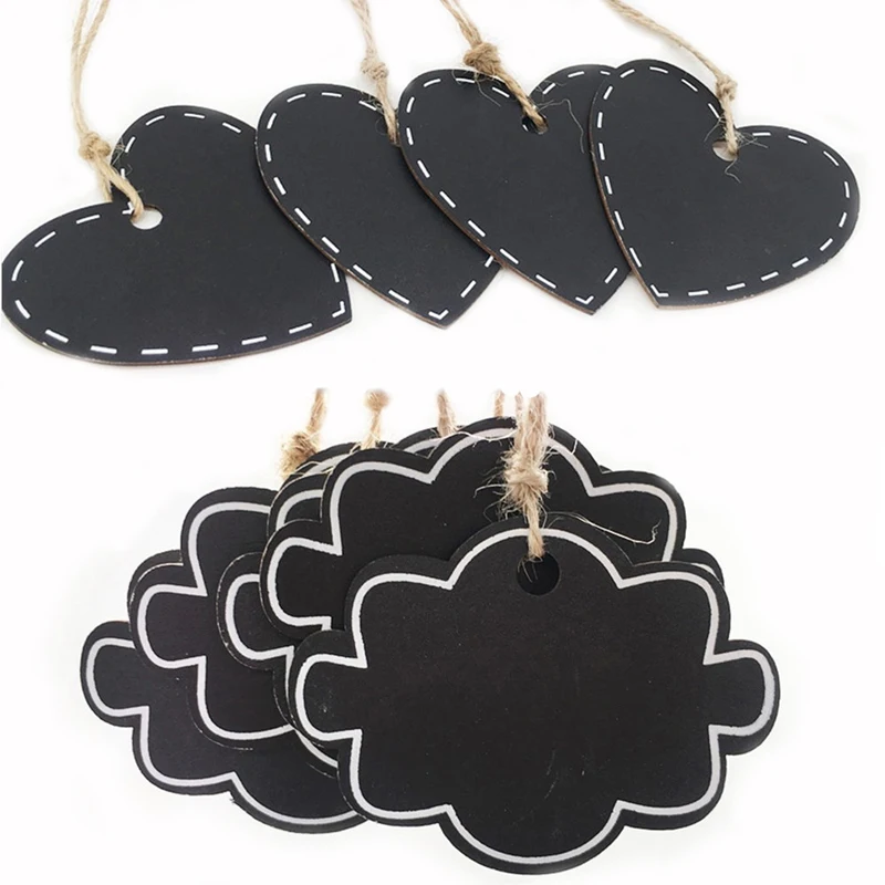 

50pcs Cute Cloud Heart Shape Wood Blackboard Mini Wood Message Notice Board Wedding Birthday Party Decor Table Number Place Tag