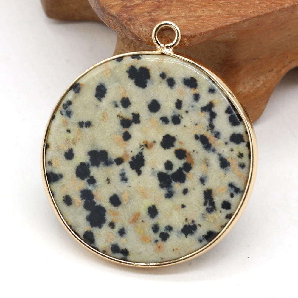 Natural Semi-precious Stones Circular Gilded Edge Pendant DIY Damation Jasper for Jewelry Making Necklaces Accessories Gift
Natural Semi-precious Stones Circular Gilded Edge Pendant DIY Damation Jasper for Jewelry Making Necklaces Accessories Gift