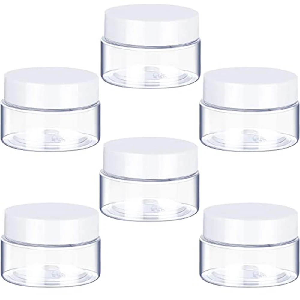

6pcs 30ml/40ml/50ml/60ml/80ml Clear Plastic Jar With Lids Refillable Empty Cosmetic Sample Lotion Face Cream Bottle Containers