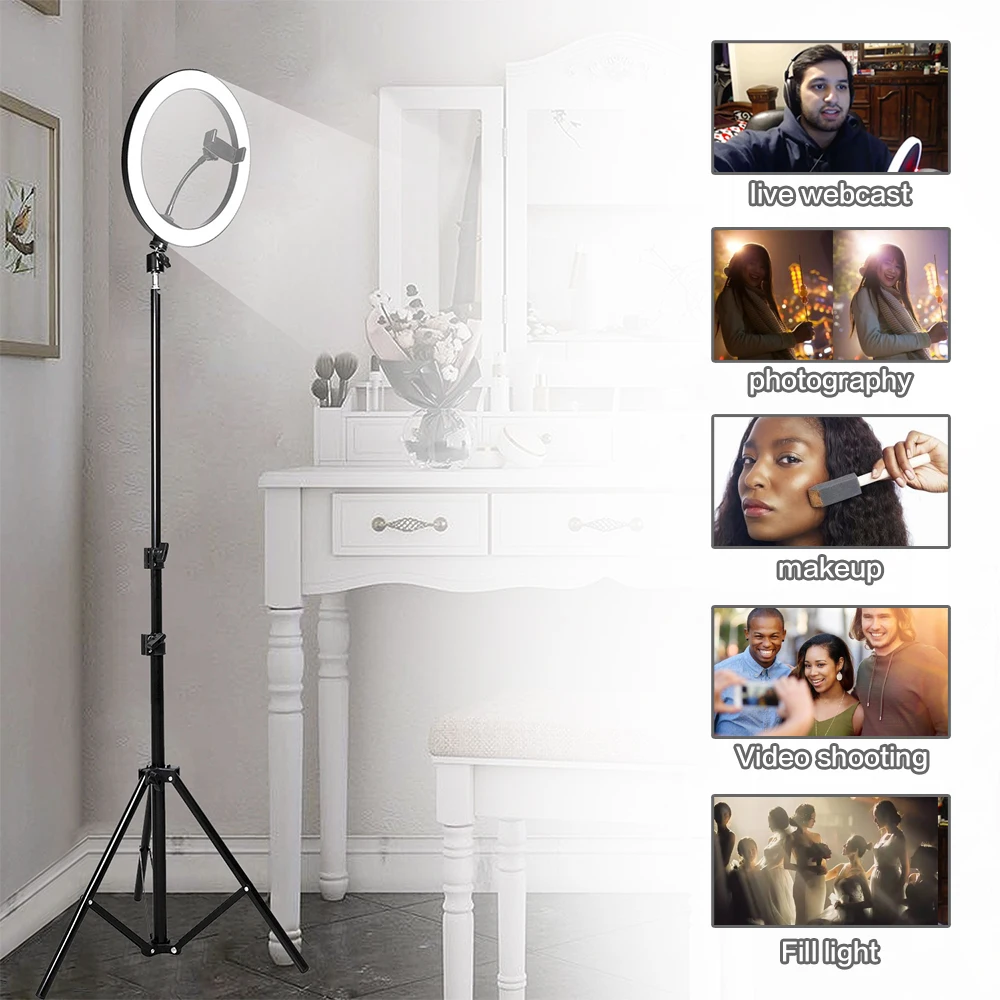 16/26cm Dimmable Ring Light Makeup Selfie Led Fill Light Photography Lamp For YouTuber Video With Phone Holder Tripod USB Plug
16/26cm Dimmable Ring Light Makeup Selfie Led Fill Light Photography Lamp For YouTuber Video With Phone Holder Tripod USB Plug