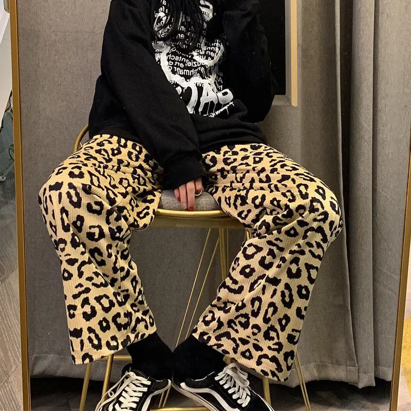 Women's Pants 2020 Spring Loose High Waist Was Thin Vertical Sense Wide Leg Leopard Pants Summer Female Straight Casual Pants
Women's Pants 2020 Spring Loose High Waist Was Thin Vertical Sense Wide Leg Leopard Pants Summer Female Straight Casual Pants