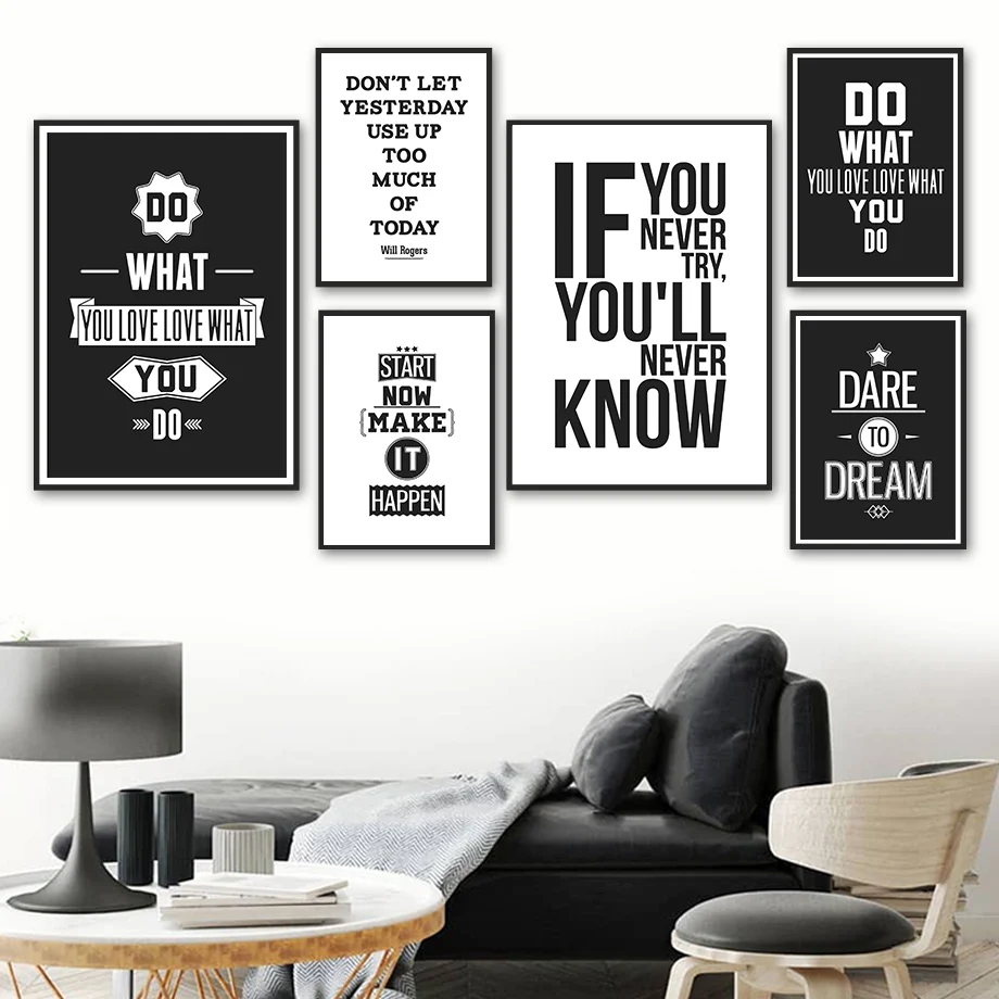 Black White Motivational Inspiring Quote Wall Art Canvas Painting Nordic Posters And Prints Wall Pictures For Living Room Decor
Black White Motivational Inspiring Quote Wall Art Canvas Painting Nordic Posters And Prints Wall Pictures For Living Room Decor