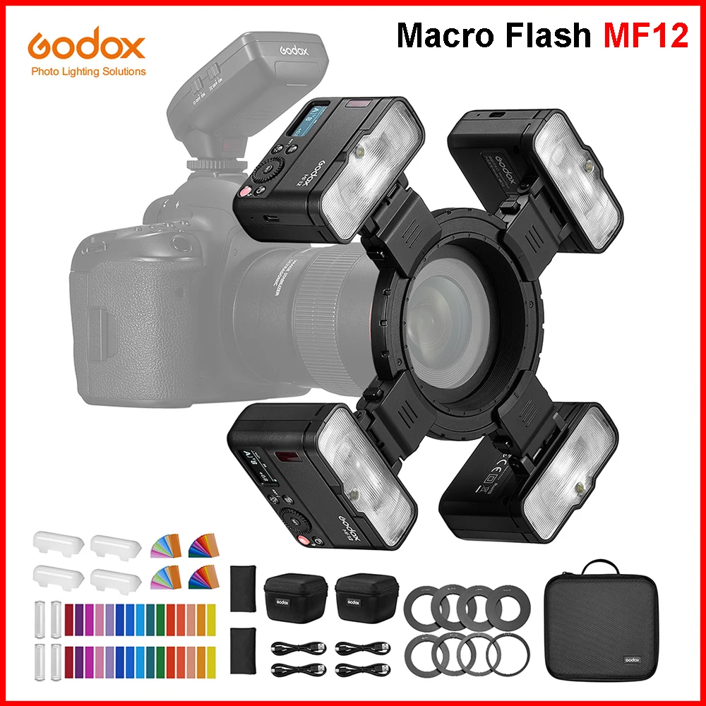 Godox MF12 4Pcs Kit Macro Flash Light 2.4 GHz Wireless Control 0.01 to 1.7s Recycling Time with Battery for Sony Canon Camera
Godox MF12 4Pcs Kit Macro Flash Light 2.4 GHz Wireless Control 0.01 to 1.7s Recycling Time with Battery for Sony Canon Camera