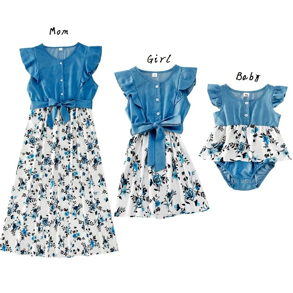 Family Set Flower Mother Daughter Matching Dresses Ruffled Sleeve Mom Baby Mommy and Me Clothes Fashion Women Girls Cotton Dress 
Family Set Flower Mother Daughter Matching Dresses Ruffled Sleeve Mom Baby Mommy and Me Clothes Fashion Women Girls Cotton Dress