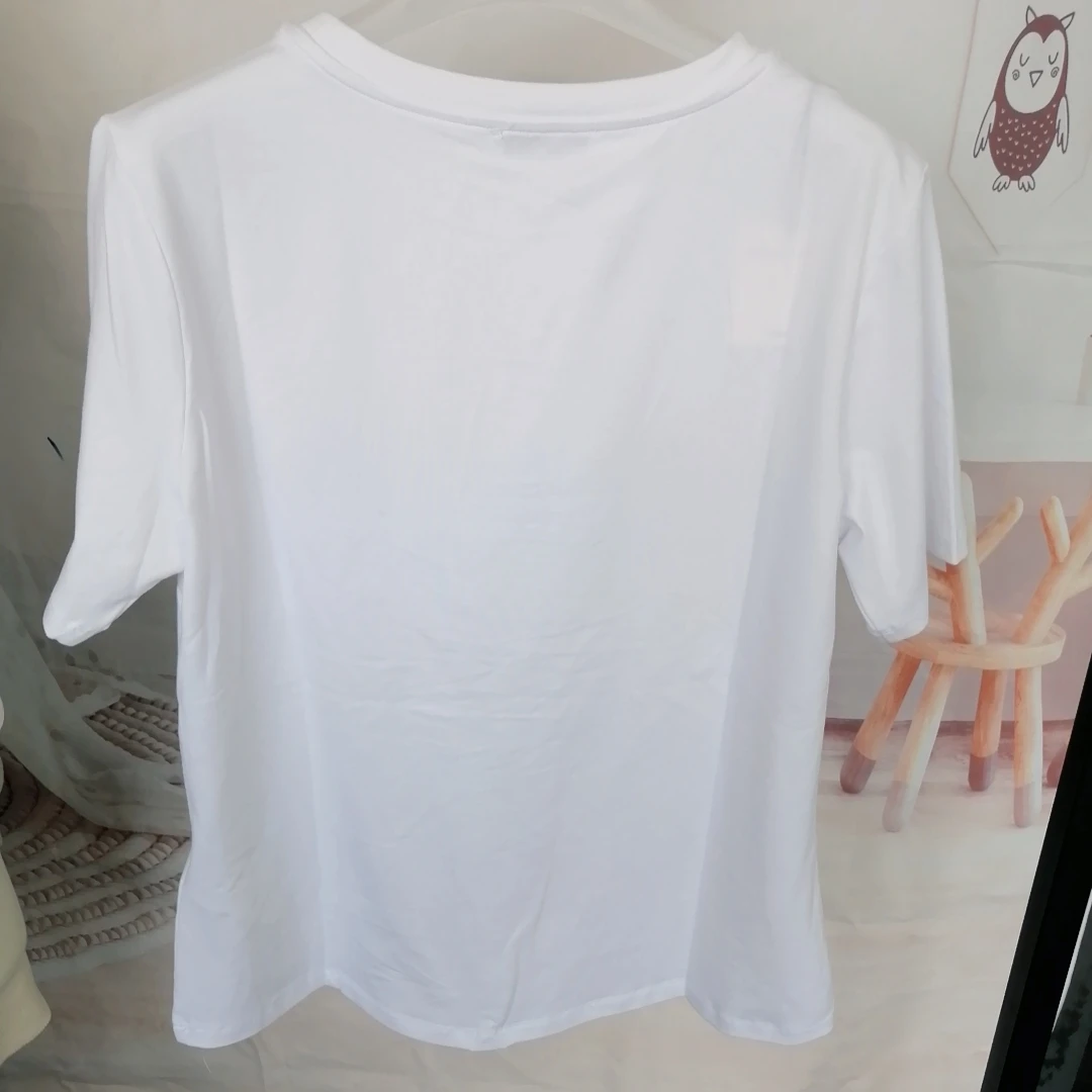 Женская футболка с вышивкой и надписью, белая хлопковая простая женская футболка с круглым вырезом и коротким рукавом, Новинка лета
Женская футболка с вышивкой и надписью, белая хлопковая простая женская футболка с круглым вырезом и коротким рукавом, Новинка лета