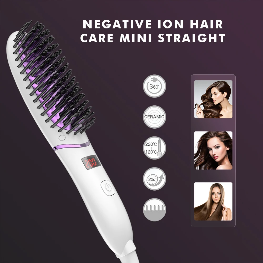 Ionic Hair Straightener Brush Digital Display Heating Smoothing Comb Styler for Women Adjustable Temperature 100-240V Men Beard
Ionic Hair Straightener Brush Digital Display Heating Smoothing Comb Styler for Women Adjustable Temperature 100-240V Men Beard