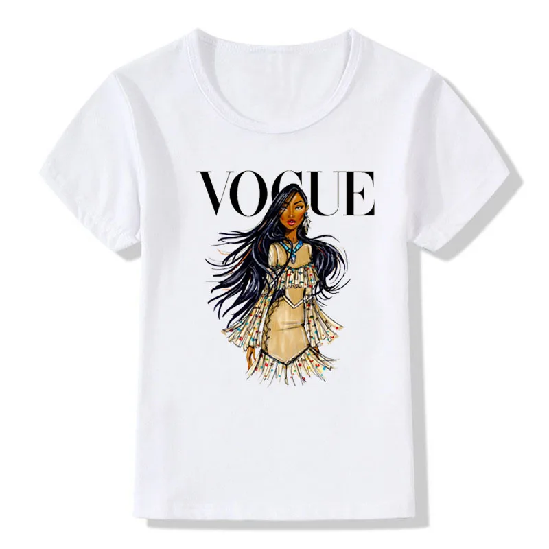 VOGUE Harajuku/Летняя Повседневная футболка с принтом принцессы 12 цветов для девочек