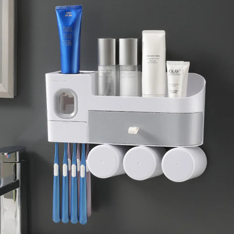 Perforation-free Wall-mounted Toothbrush Holder Fashionable Simple Rack Toiletry Supplies Organizer Toothpaste Squeezing Device
Perforation-free Wall-mounted Toothbrush Holder Fashionable Simple Rack Toiletry Supplies Organizer Toothpaste Squeezing Device