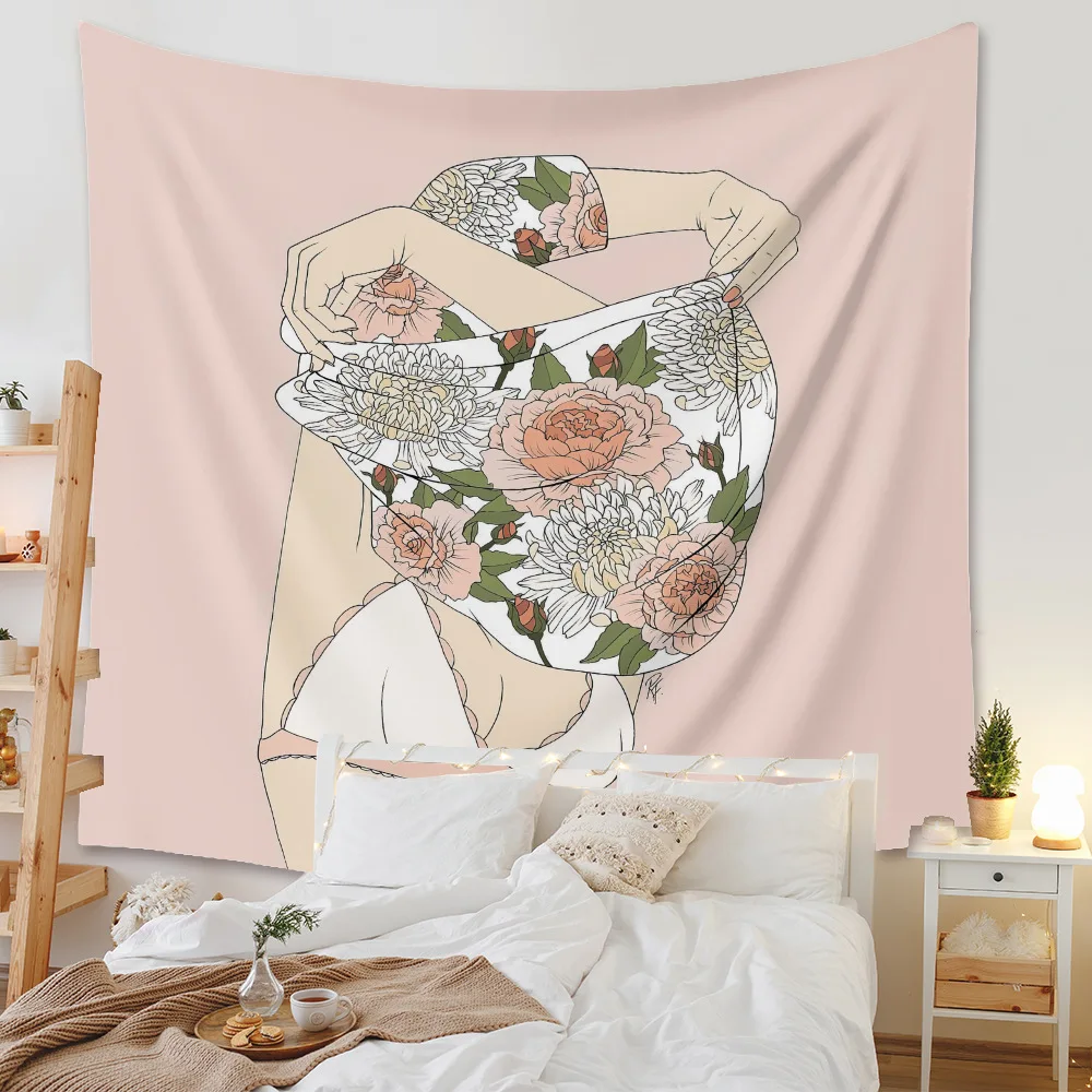 Pink Girl Floral Tapestry Hippie Women Rose Flower Mouth Wall Hanging Boho Tapestries Backdrop Art Wall Carpet Home Decor
Pink Girl Floral Tapestry Hippie Women Rose Flower Mouth Wall Hanging Boho Tapestries Backdrop Art Wall Carpet Home Decor