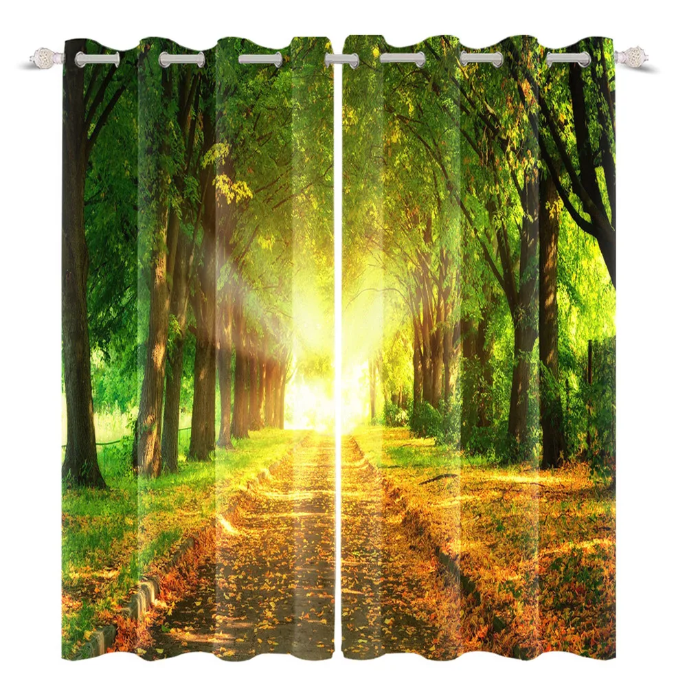 3D Printing Window Curtains Forest Path Natural Scenery Cortinas Perforated Blackout Drapes Home Decor For Living Room
3D Printing Window Curtains Forest Path Natural Scenery Cortinas Perforated Blackout Drapes Home Decor For Living Room
