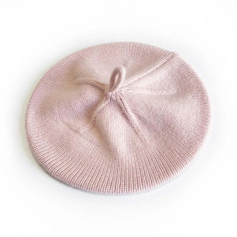 Модный детский вязаный берет однотонная детская теплая шапка осенне-зимняя