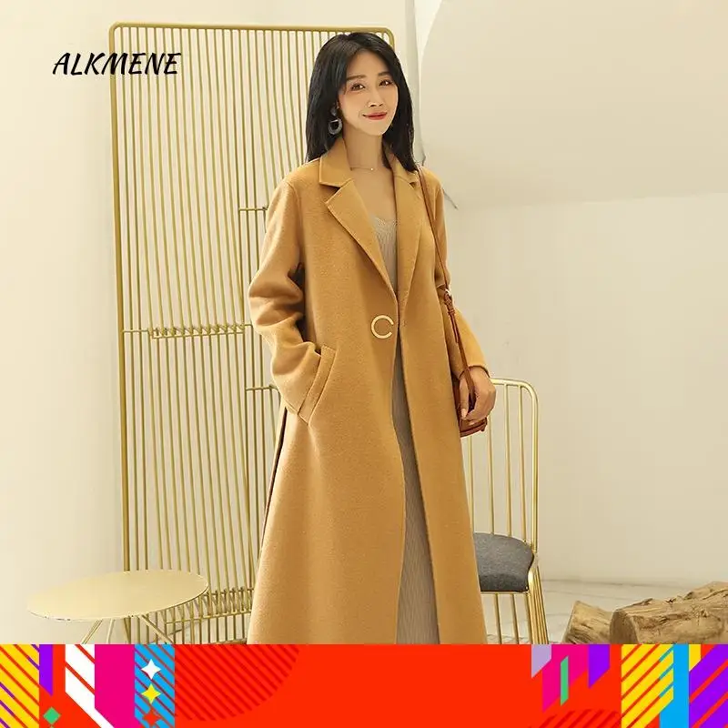 100% wool double-sided cashmere fur coat female ALKMENE 2019 autumn and winter ladies new fashion popular warm jacket with dress | Женская