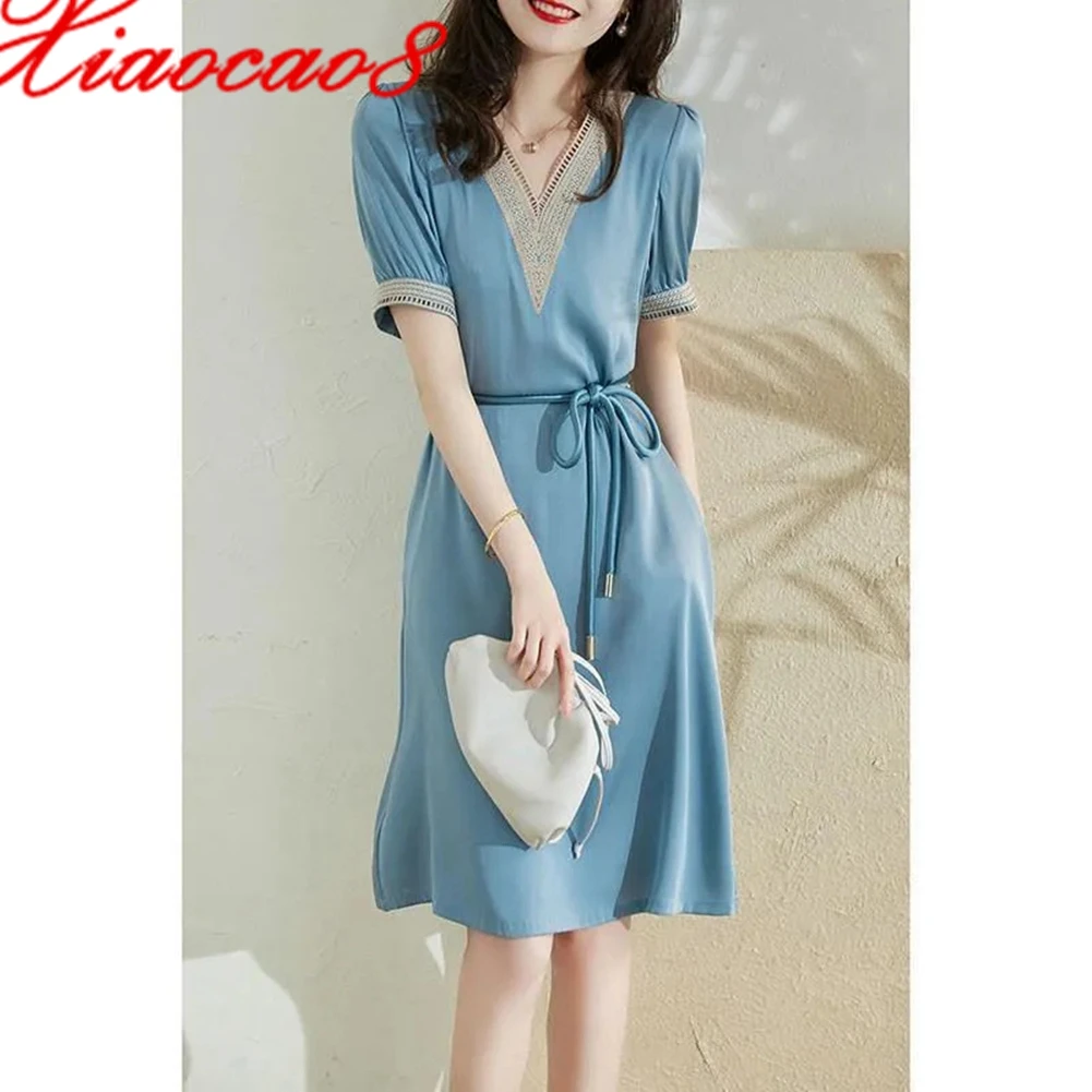 Summer Oversize Chiffon V Neck Short Sleeve Dress With Sashes 2021 Fashion Elegant OL Style Dresses For Women Plus Size Clothing
Summer Oversize Chiffon V Neck Short Sleeve Dress With Sashes 2021 Fashion Elegant OL Style Dresses For Women Plus Size Clothing
