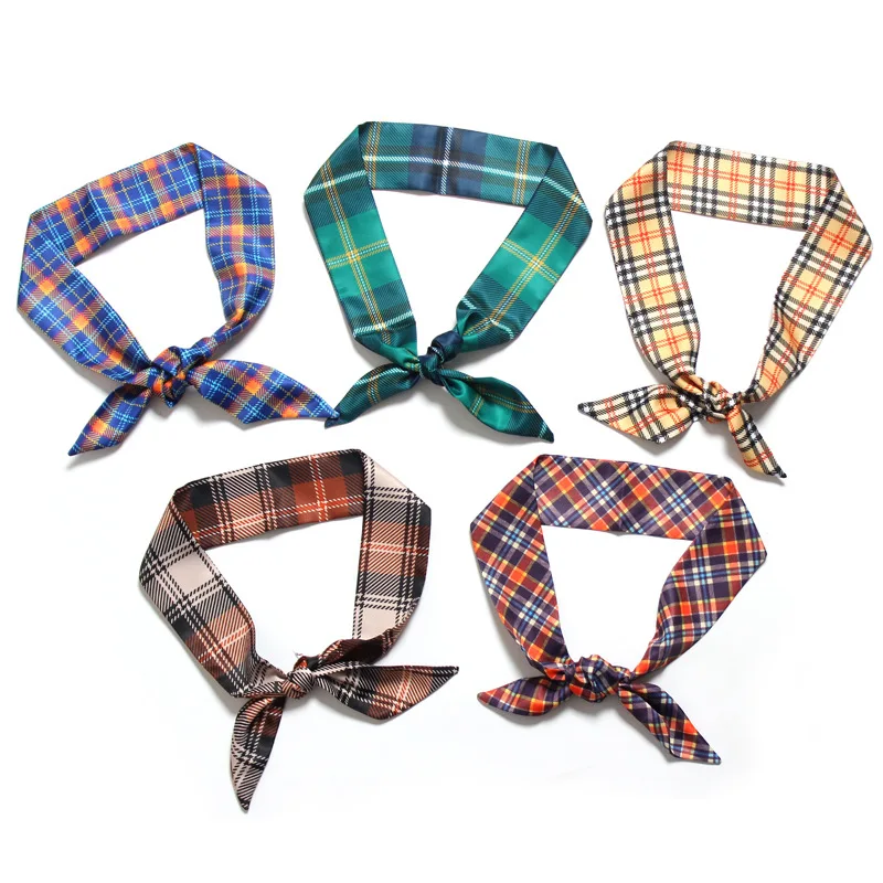 2021 New Simple Plaid Printing Silk Scarf Women Scarf Bag Ribbons Fashion Head Scarf Small Long Skinny Scarves 100*5CM
2021 New Simple Plaid Printing Silk Scarf Women Scarf Bag Ribbons Fashion Head Scarf Small Long Skinny Scarves 100*5CM