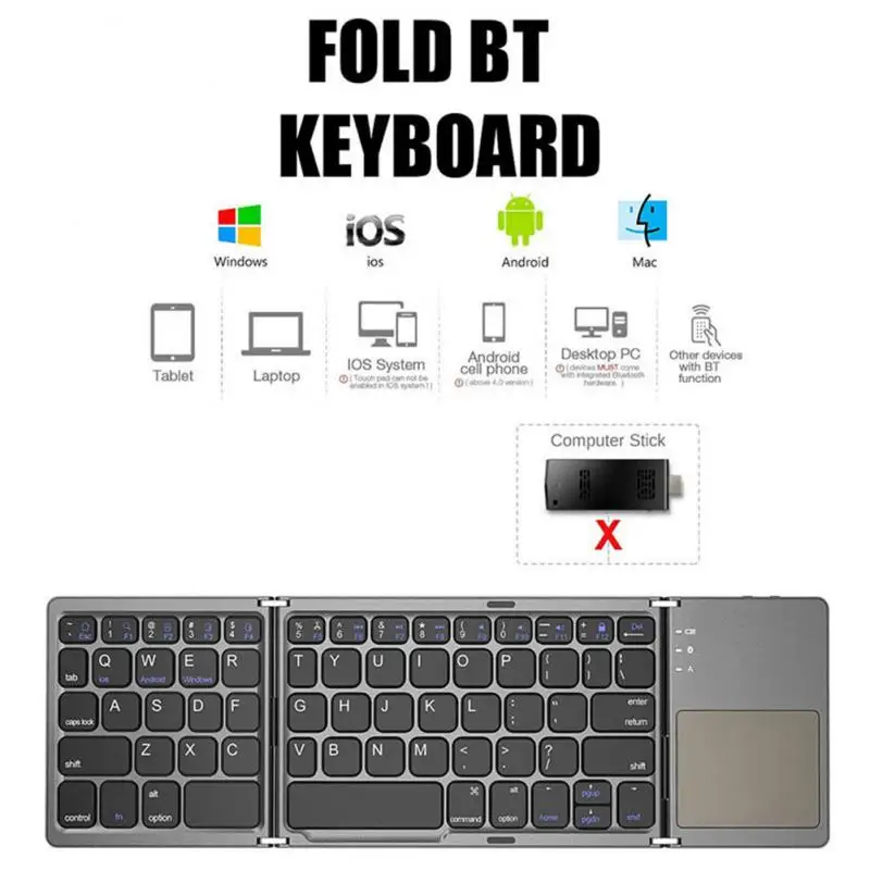Newest B033 Mini Folding Keyboard Portable Wireless Bluetooth-compatible Keyboard With Touchpad For Windows/Android/IOS
Newest B033 Mini Folding Keyboard Portable Wireless Bluetooth-compatible Keyboard With Touchpad For Windows/Android/IOS