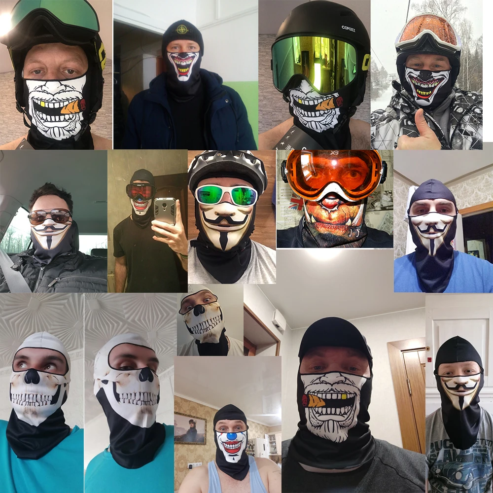 Printed Skull Balaclava Head Scarf Cover Full Face Mask Hood Ski Fishing Cycling Hiking Sport Biker Bicycle Helmet Liner Cap Men | Спорт и