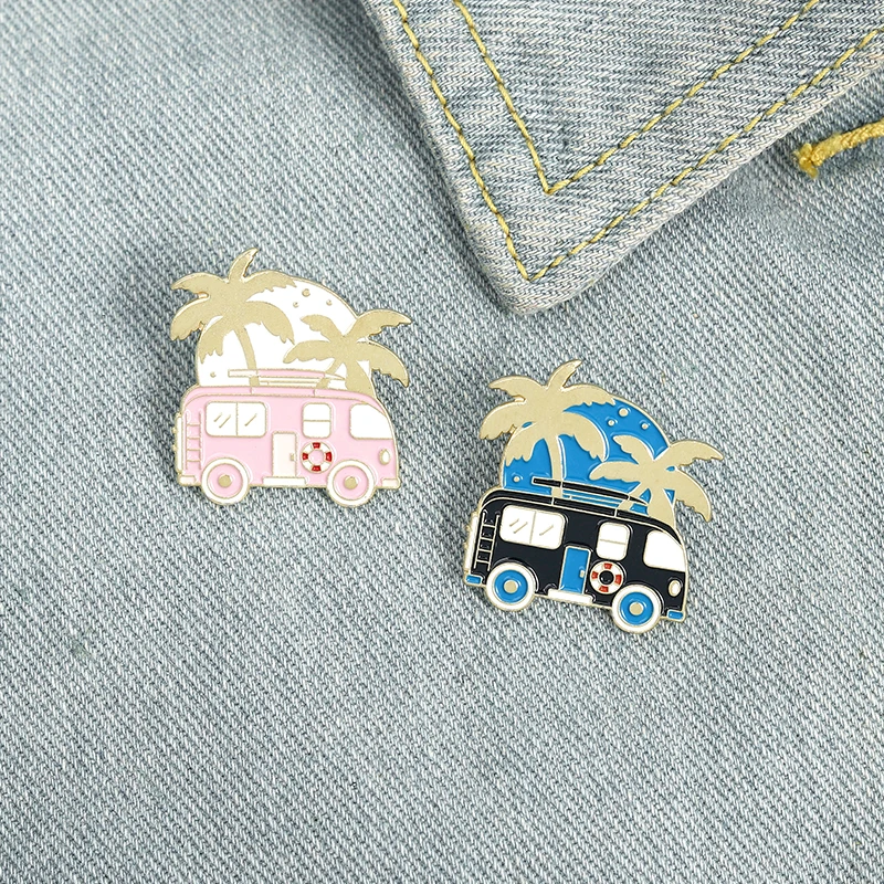 Cartoon Hawaiian coconut bus Enamel Lapel Pins Beach vacation Brooches Badges Fashion Pins Gifts for Friends Wholesale Jewelry
Cartoon Hawaiian coconut bus Enamel Lapel Pins Beach vacation Brooches Badges Fashion Pins Gifts for Friends Wholesale Jewelry