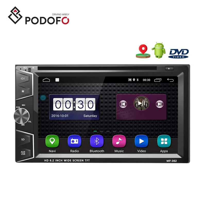 Podofo Car Radio Android 2 Din Car DVD Player Autoradio Quad Core 6.2" Touch Screen GPS Navigation Bluetooth Wifi Mirror Link
Podofo Car Radio Android 2 Din Car DVD Player Autoradio Quad Core 6.2" Touch Screen GPS Navigation Bluetooth Wifi Mirror Link