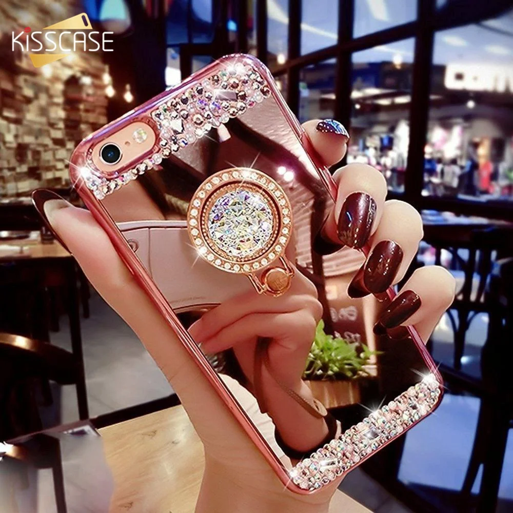 Чехол для чехол на айфон 7 6 s 8 KISSCASE с бриллиантовым покрытием зеркальный Телефон