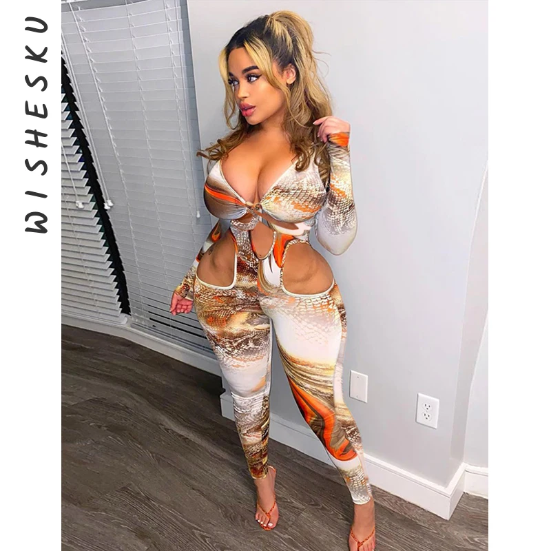 Sexy Printed Lace Up Long Sleeve Jumpsuit Women Cut Out Bandage Bodycon One Piece Rompers 2021 Summer Sporty Beach Skinny Wear
Sexy Printed Lace Up Long Sleeve Jumpsuit Women Cut Out Bandage Bodycon One Piece Rompers 2021 Summer Sporty Beach Skinny Wear