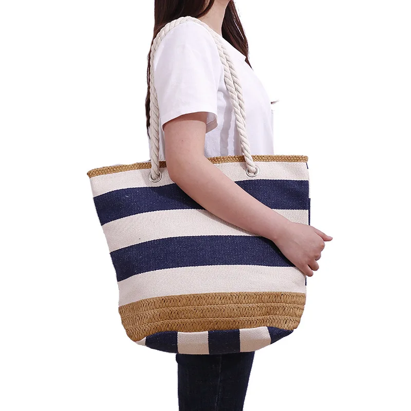 Women's Messenger Big Striped Canvas Handbags Large Capacity Shoulder Bag For Female 2022 Summer Zipper Shopping Beach Tote Bags
Women's Messenger Big Striped Canvas Handbags Large Capacity Shoulder Bag For Female 2022 Summer Zipper Shopping Beach Tote Bags