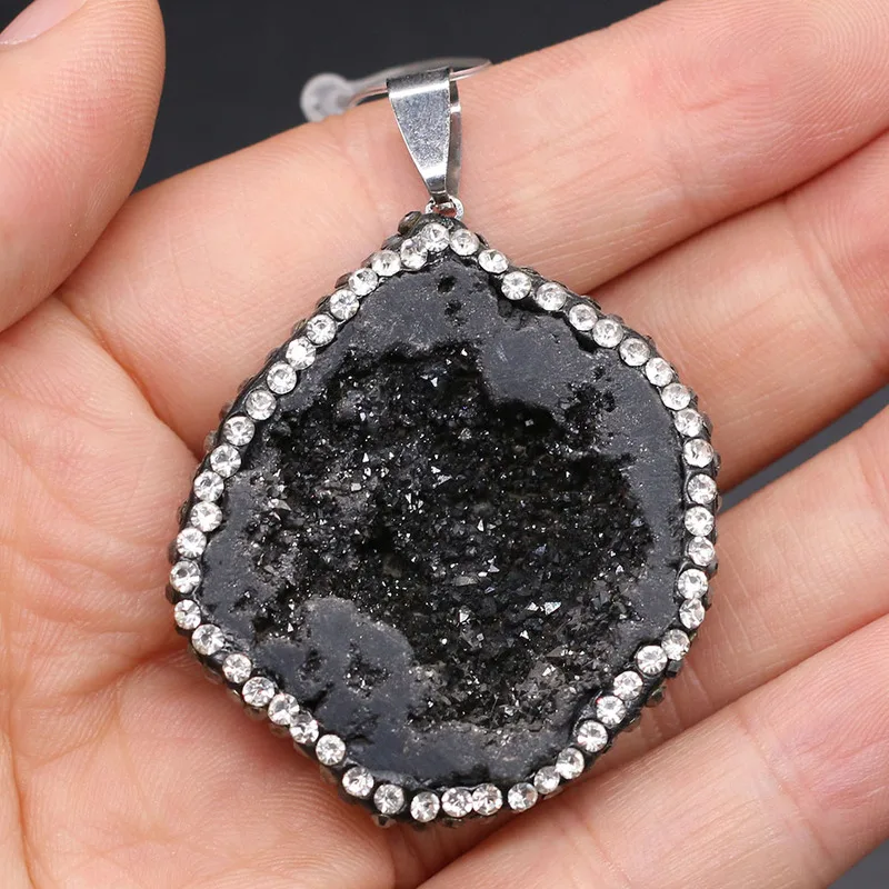 Кулон из натурального камня черный кварц граненый кулон ожерелье для