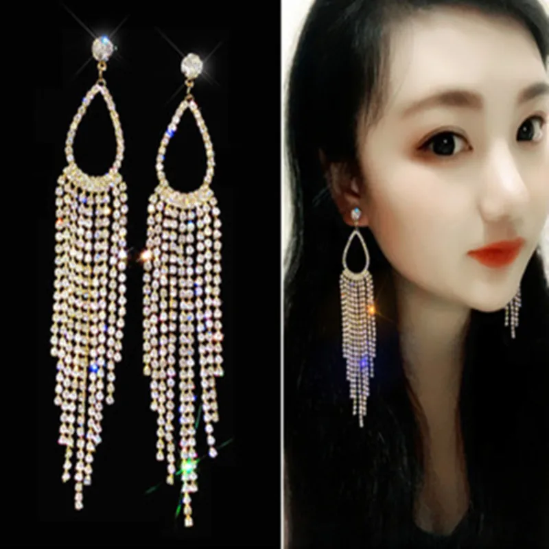 earrings for women Crystal drop shape oorbellen hangers statement chain pendientes largos tassel trendy geometric Euro-American
earrings for women Crystal drop shape oorbellen hangers statement chain pendientes largos tassel trendy geometric Euro-American