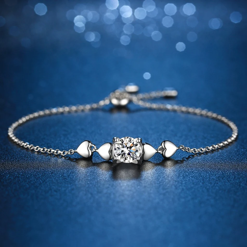 Fashion Luxury Heart-shaped Genuine 925 Sterling Silver 1ct Moissanite Bracelet Woman Party Banquet Birthday Jewelry Gift
Fashion Luxury Heart-shaped Genuine 925 Sterling Silver 1ct Moissanite Bracelet Woman Party Banquet Birthday Jewelry Gift
