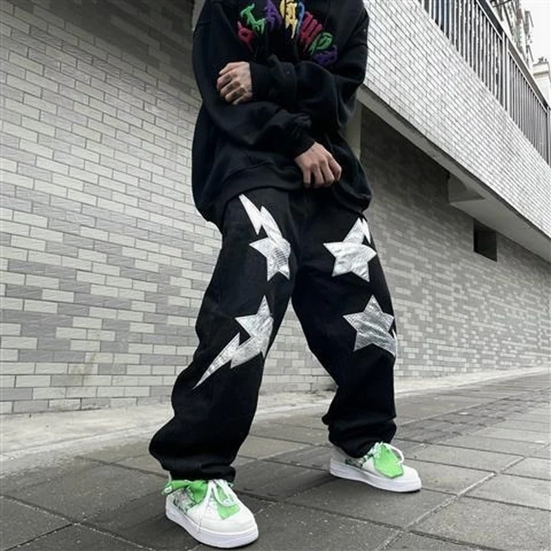 Punk hip hop street trend silver color lightning star jeans men and women retro straight hiphop Harajuku trousers jeans women
Punk hip hop street trend silver color lightning star jeans men and women retro straight hiphop Harajuku trousers jeans women