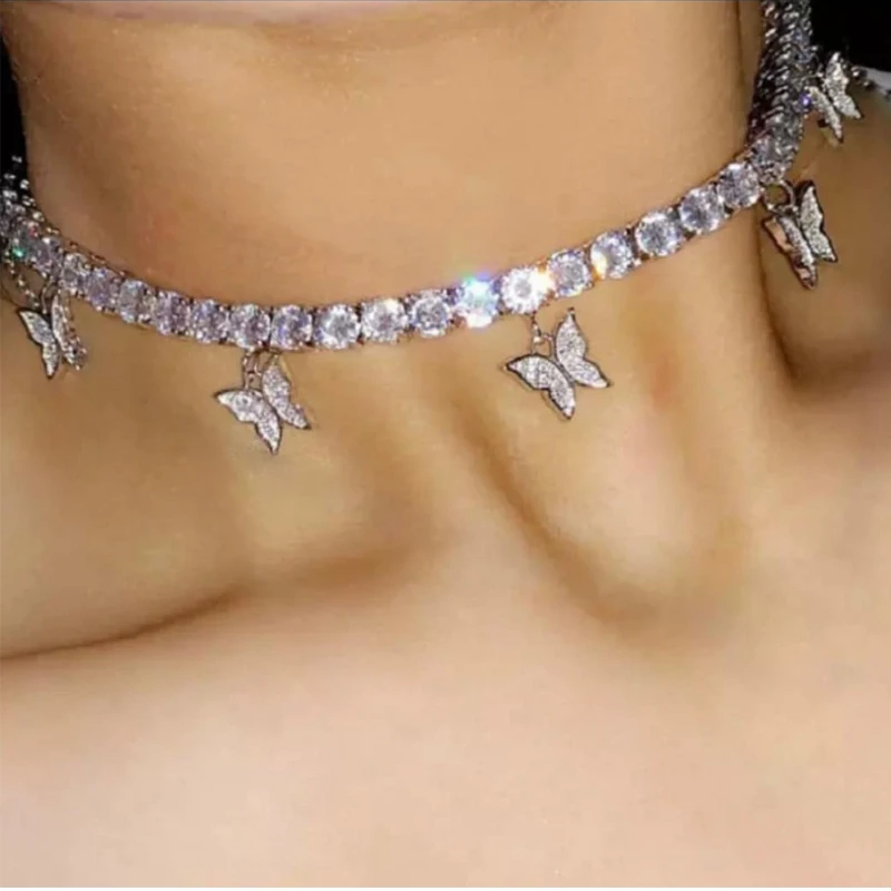 Ожерелье-чокер в виде бабочки для мужчин и женщин модное Ювелирное Украшение со