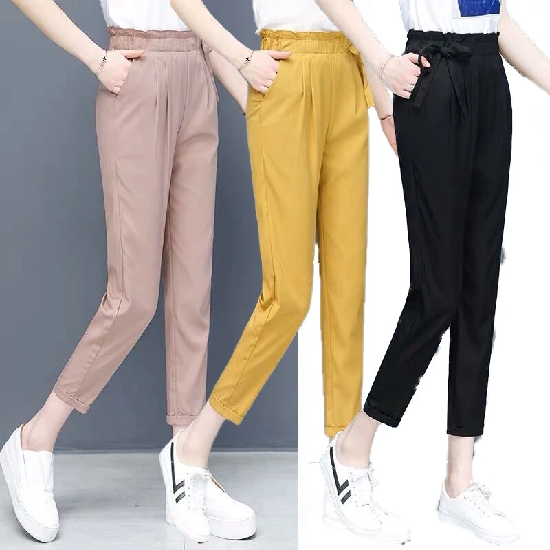 Autumn Ladies Pants Waist Bow Loose Korean Style Thin Feet Casual Nine-Point Trousers Women'S Clothing Fashion Gothic
Autumn Ladies Pants Waist Bow Loose Korean Style Thin Feet Casual Nine-Point Trousers Women'S Clothing Fashion Gothic
