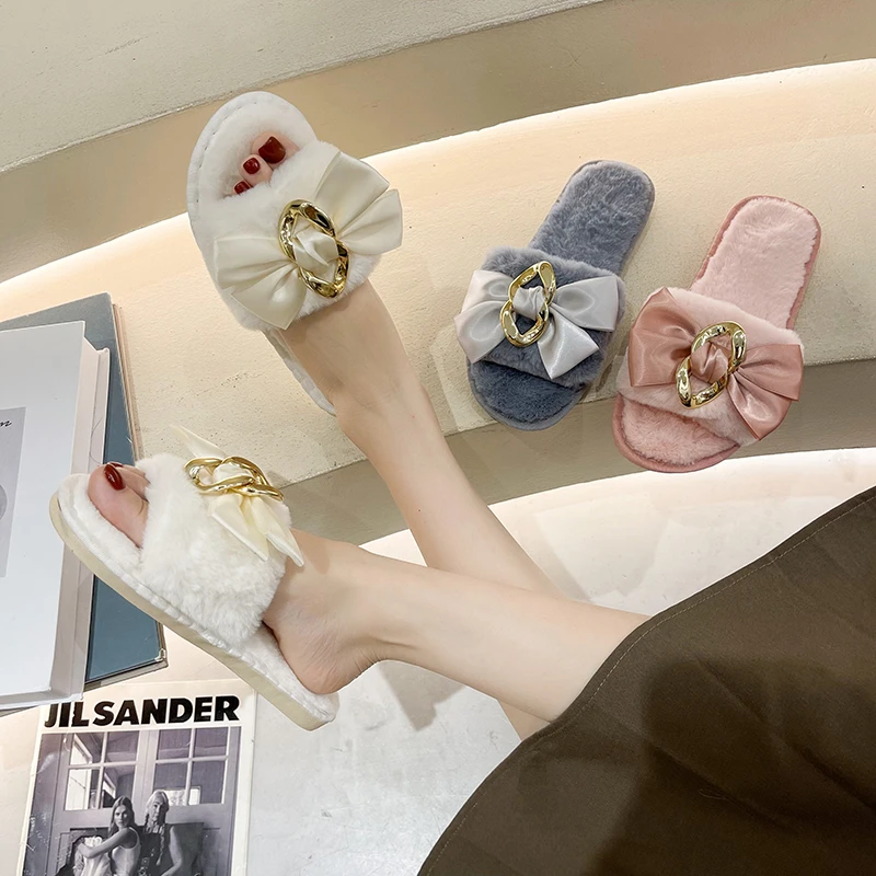 Metal Buckle Slippers Luxury Designer Women Fur Bow Knot Solid Fluffy Furry Slides Outside Sexy Shoes Ladies Whosale Plus Size
Metal Buckle Slippers Luxury Designer Women Fur Bow Knot Solid Fluffy Furry Slides Outside Sexy Shoes Ladies Whosale Plus Size