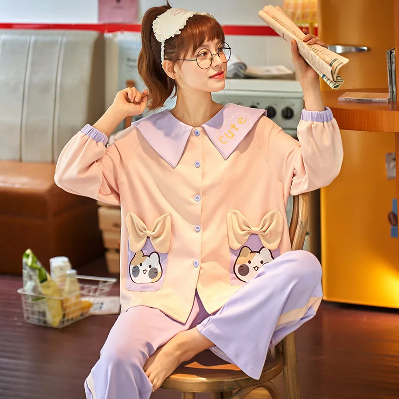 Sets For Women Green Cartoon Bear Pijamas Long Sleeves Long Pans Ladies Pyjamas Casual Homewear Kawaii Doll Collar Pajamas
Sets For Women Green Cartoon Bear Pijamas Long Sleeves Long Pans Ladies Pyjamas Casual Homewear Kawaii Doll Collar Pajamas