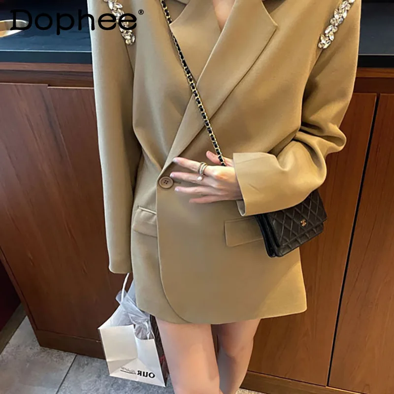 Exquisite Rhinestone Blazer Coat Women Loose Temperament Casual Business Office Lady Suit Jacket 2022 Spring Autumn New Clothes
Exquisite Rhinestone Blazer Coat Women Loose Temperament Casual Business Office Lady Suit Jacket 2022 Spring Autumn New Clothes