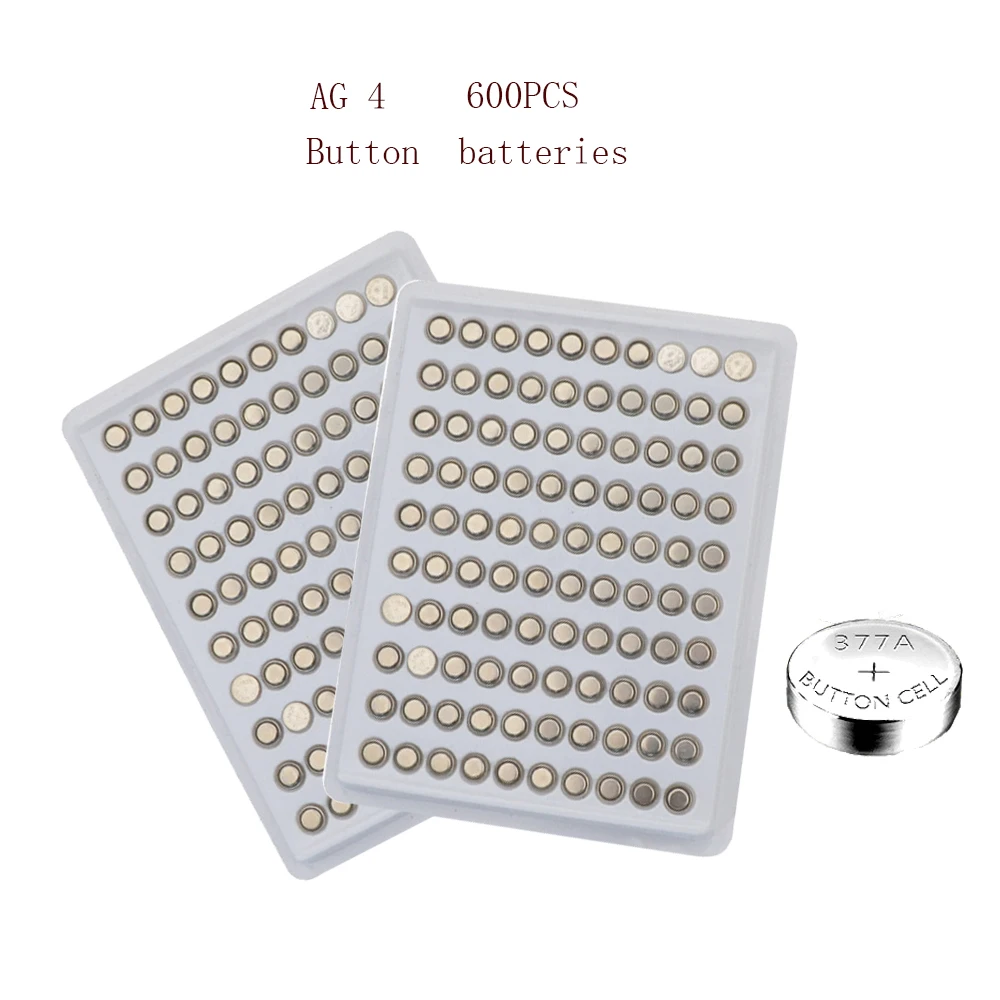 600 pcs AG4 AG 4 Watch Button Battery 377 LR626 1.55V Cell Coin Batteries SR626SW SR626 Electronics Watch Toy Accessories
600 pcs AG4 AG 4 Watch Button Battery 377 LR626 1.55V Cell Coin Batteries SR626SW SR626 Electronics Watch Toy Accessories