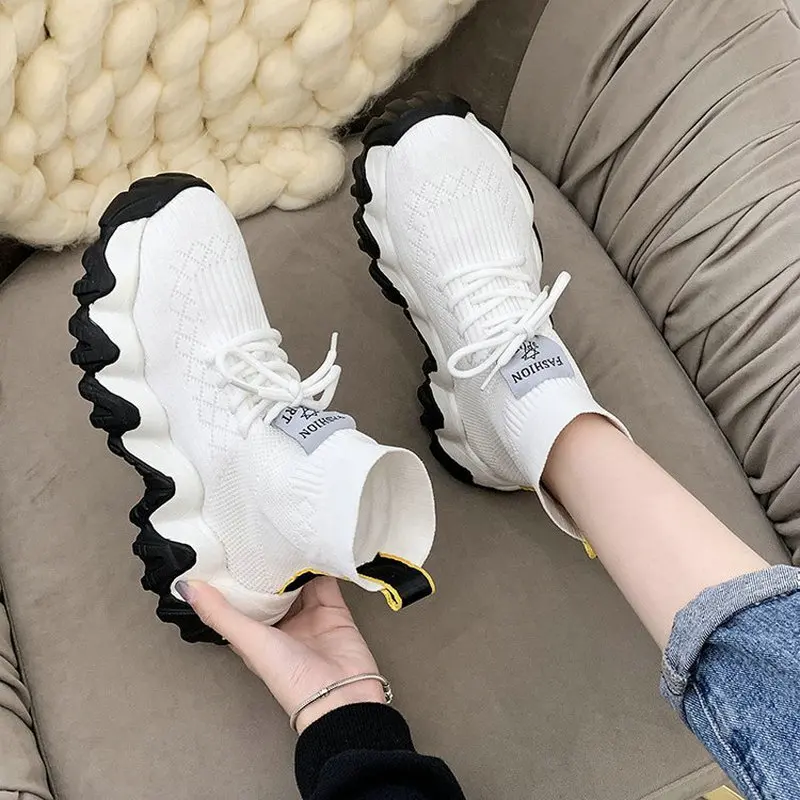 NewBlack White Femme Chunky Sock Shoes Trendy Shoes Woman High Top Sneakers knitting Platform casual Flats shoes
NewBlack White Femme Chunky Sock Shoes Trendy Shoes Woman High Top Sneakers knitting Platform casual Flats shoes
