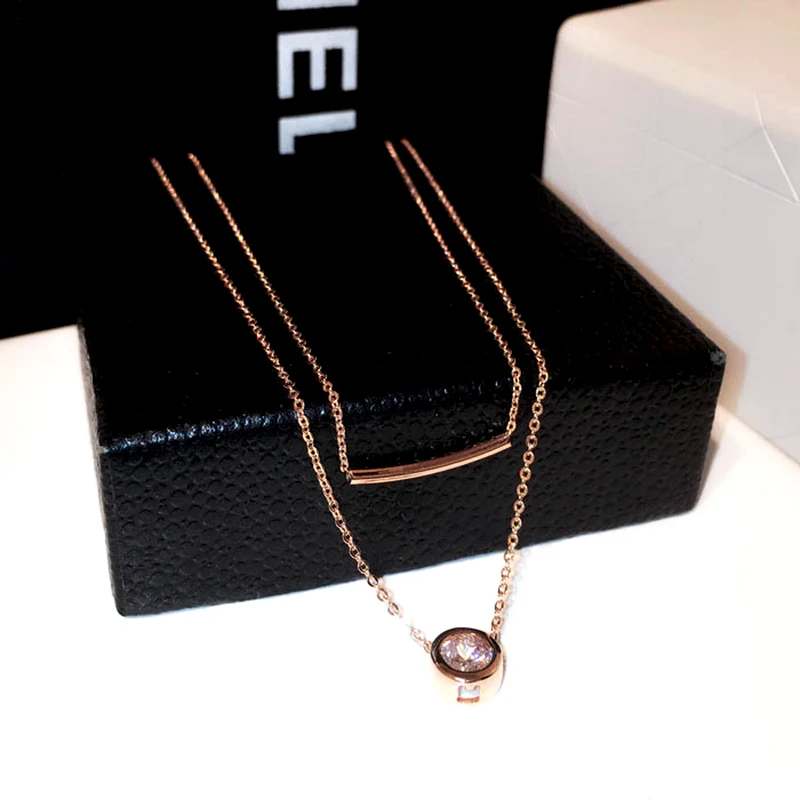 Trendy 14K Rose Gold Round Crystal Pendant Necklace for Women Girl Korean Fashion Double Layer Chain Jewelry AAA Zirconia Party
Trendy 14K Rose Gold Round Crystal Pendant Necklace for Women Girl Korean Fashion Double Layer Chain Jewelry AAA Zirconia Party