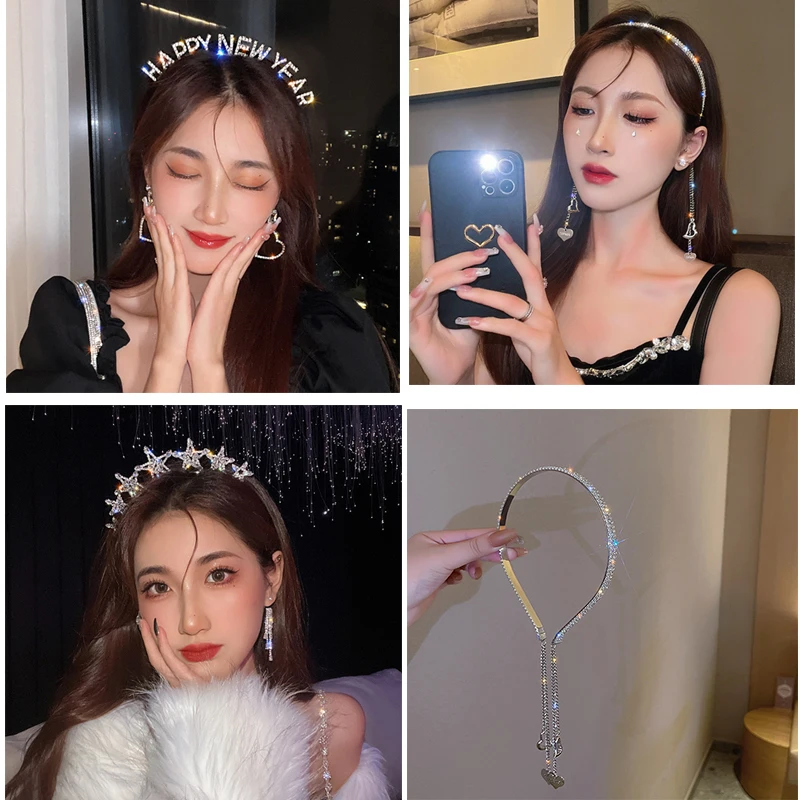 New Luxurious Shine Hollow Heart Tassel Rhinestone Hair Band for Women Nightclub Hairband Headband Hair Accessories Girl Gifts
New Luxurious Shine Hollow Heart Tassel Rhinestone Hair Band for Women Nightclub Hairband Headband Hair Accessories Girl Gifts