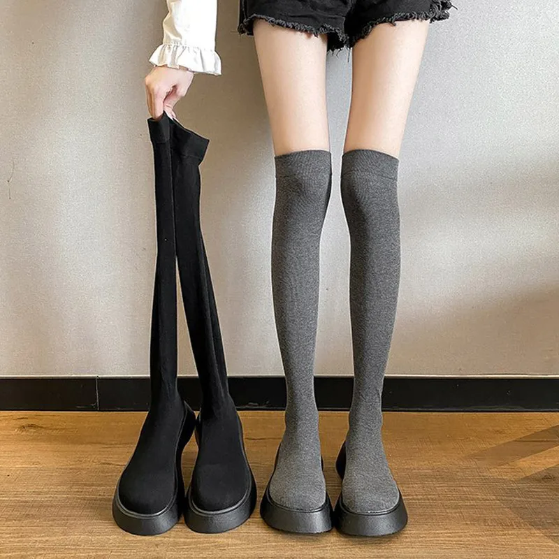 Женские однотонные элегантные сапоги выше колена, женские сапоги-носки, Модные дышащие сапоги без застежек на толстой платформе, осенние же...
Женские однотонные элегантные сапоги выше колена, женские сапоги-носки, Модные дышащие сапоги без застежек на толстой платформе, осенние же...