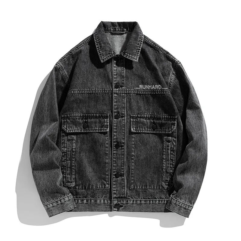 Cowboy coat men's black gray autumn new trend handsome loose square neck letter embroidery jacket versatile clothes
Cowboy coat men's black gray autumn new trend handsome loose square neck letter embroidery jacket versatile clothes