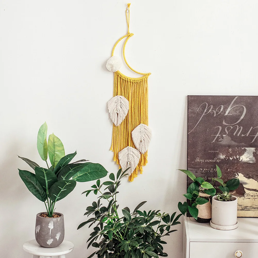 Yellow Moon Macrame Wall Hanging Macrame Dream Catchers Boho Decor Leaves Tapestry Wall Baby Kids Room Decoration Wedding Gift
Yellow Moon Macrame Wall Hanging Macrame Dream Catchers Boho Decor Leaves Tapestry Wall Baby Kids Room Decoration Wedding Gift