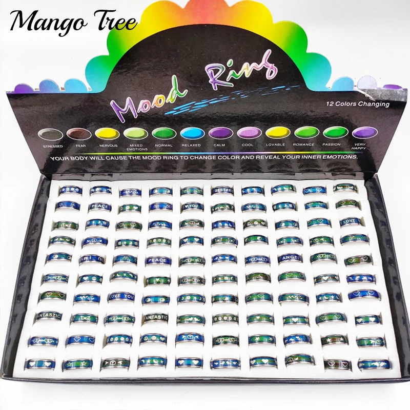 100 Pcs/Lot Temperature Rings For Women Change Emotion Feeling Mood Stainless Steel Finger Band Mixed Style Round Mens Jewellery
100 Pcs/Lot Temperature Rings For Women Change Emotion Feeling Mood Stainless Steel Finger Band Mixed Style Round Mens Jewellery